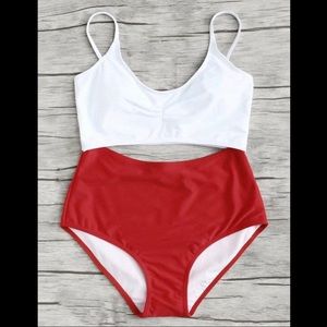 NWOT Red and White Monokini
